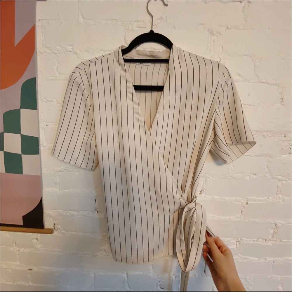 Babaton striped tie up shirt